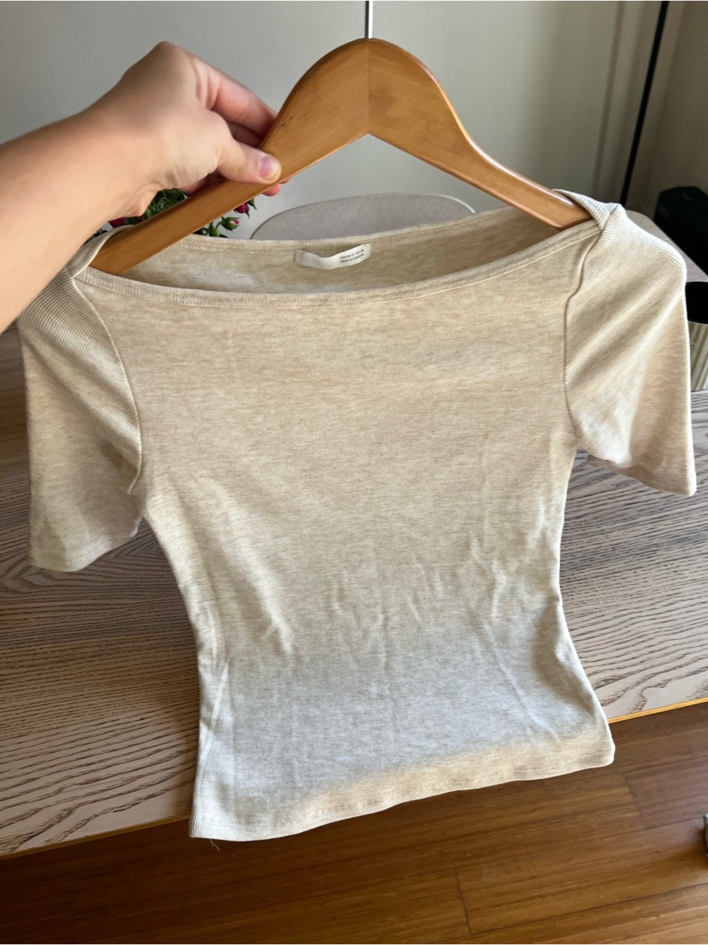 Zara Short Sleeve Scoop Neck Top - Cream